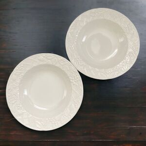 Mikasa English Countryside White Stoneware Soup Bowls Set of 2